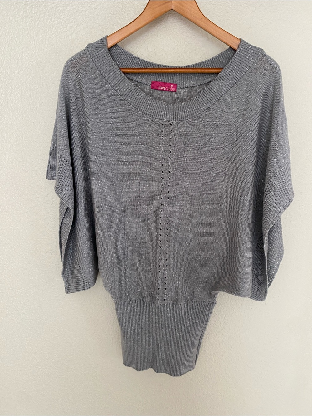 Love Culture Light Gray Knit Dolman Sweater